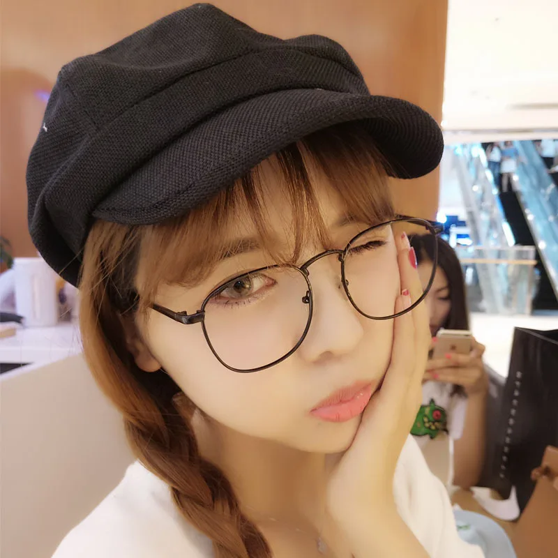 2018 new South Korean literary linen octagonal hat men and women retro summer beret painter cap newsboy bare | Аксессуары для