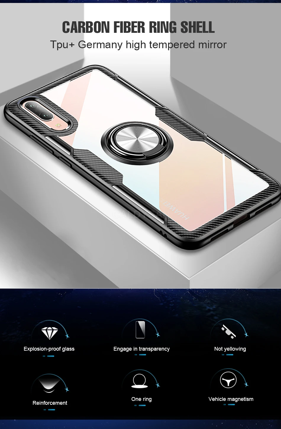 Роскошный противоударный мягкий чехол для телефона с кольцом для huawei P20 Pro P20 силиконовый чехол для huawei P20 Lite прозрачный чехол