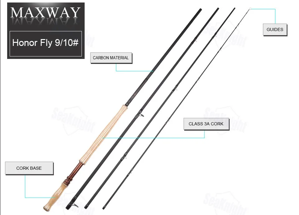 SeaKnight MAXWAY Serie Spey Honor 9/10#4 секции 13 футов 3,9 м 40 т Углеродные 3 А мягкие деревянные ручки кольца Fuji Fly удочка