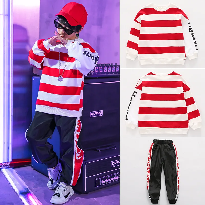 Детская красная рубашка с длинными рукавами костюм для джаза штаны бега одежда в