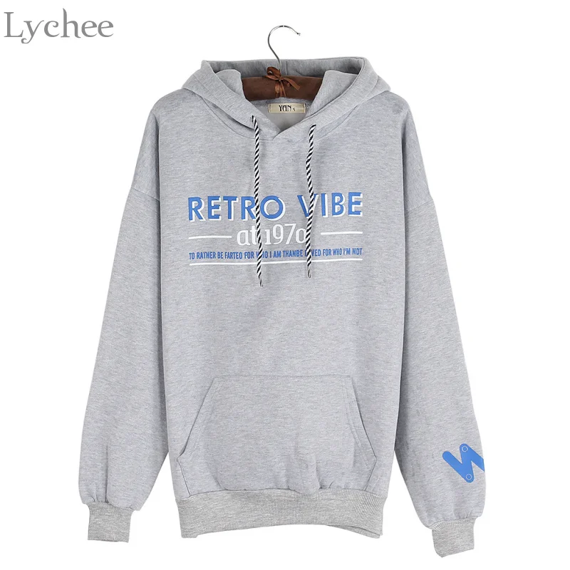 Женский свитшот Lychee в стиле Харадзюку худи ретро Vibe 1970 с буквенным принтом