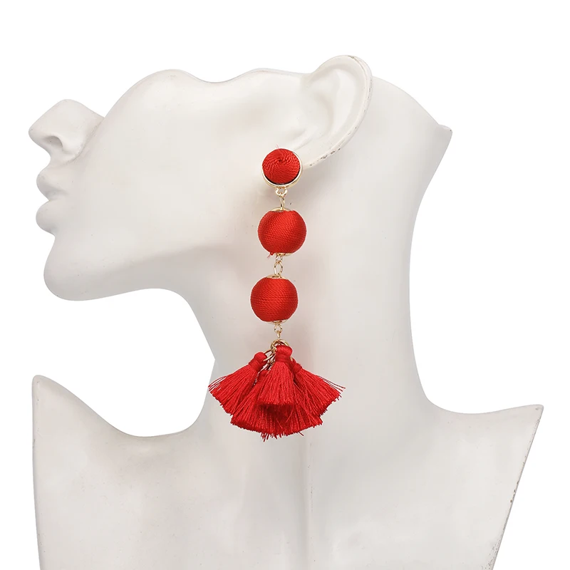 JURAN,, модные ювелирные сережки с кисточками Boho, женские,, новые, Pom, этнические, ручной работы, серьги-капли, массивные, Brincos