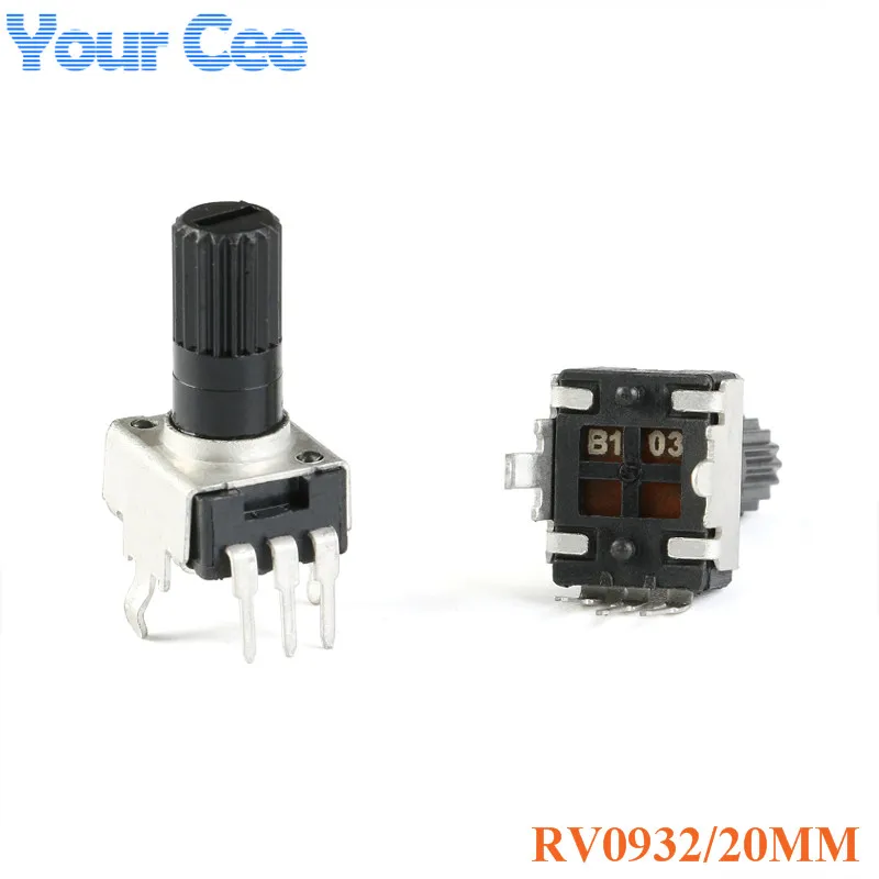 10pcs Rv09 Vertical 20mm Shaft 1k 5k 10k 50k 100k 0932 Adjustable Resistor 3pin Seal Potentiometer 102 502 103 503 104 - купить по