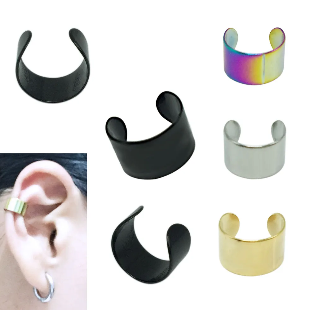 2 шт. модные серьги-клипсы с манжетами поддельные серьги из нержавеющей стали