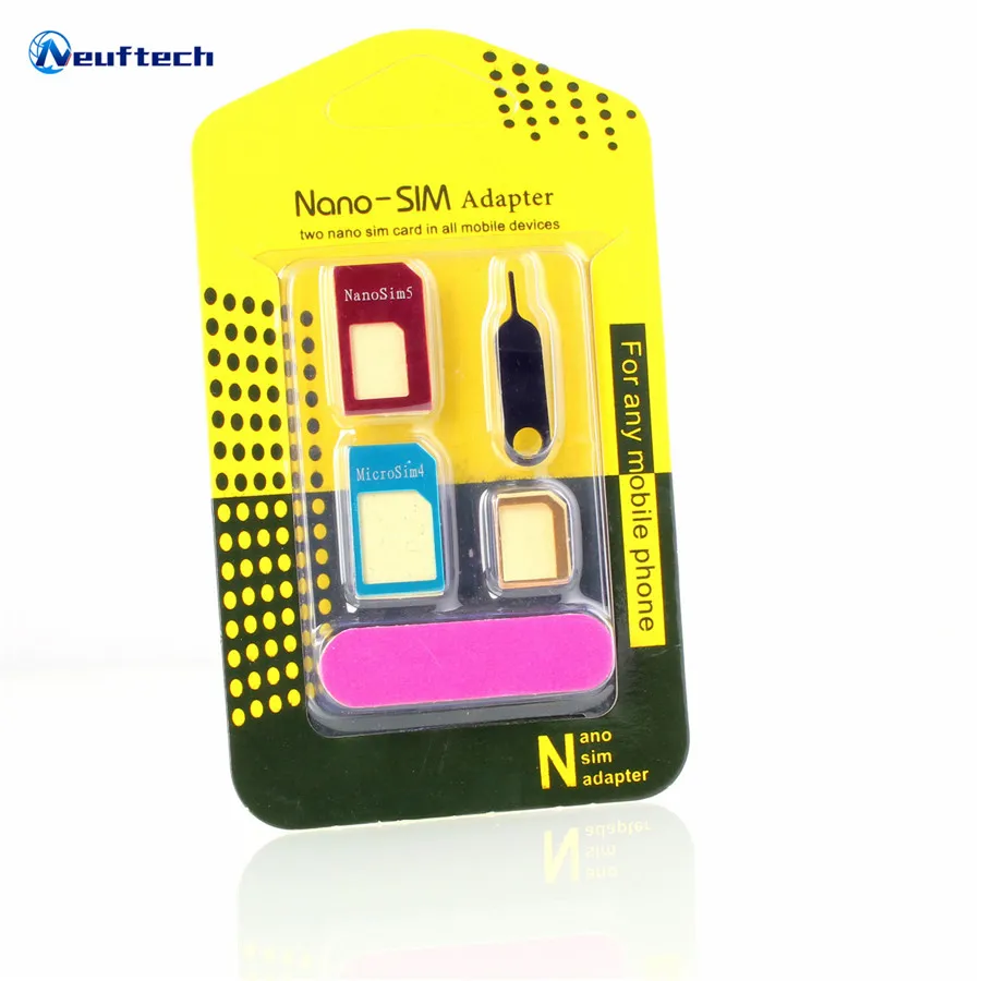 5 в 1 Micro Nano SIM карты Стандартный Adapter Kit для iPhone 6 6s 5S huawei P8 lite P9 Xiaomi Redmi Note 4 4x3 S 3 Mi5