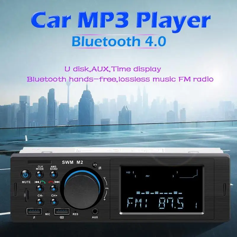 SWM мотор M2 Автомобильный MP3 плеер авто FM радио Bluetooth стерео музыка USB TF AUX Функция