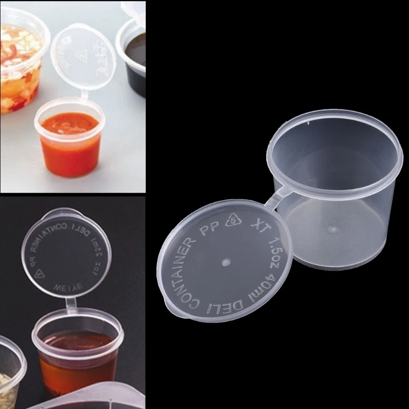 Фото 10 шт пластиковый прозрачный одноразовый горшок для соуса кетчуп Chutney Jello Shot Cup