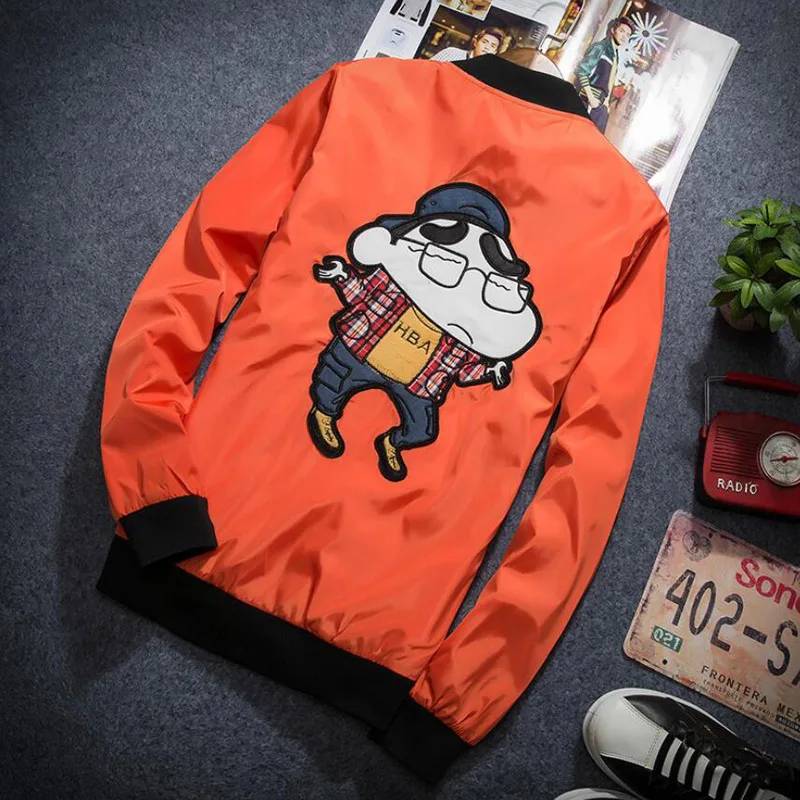2016 Евро-Америка Улица Мультфильм Рисунок Вышивки Тонкий Бомбардировщик Куртка