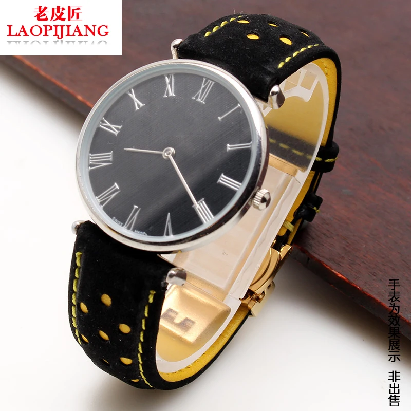 Ремешок для наручных часов из натуральной кожи с застежками нержавеющей стали