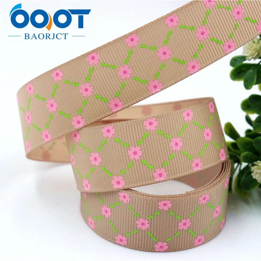 OOOT BAORJCT 177014 22 мм 10 ярдов ленты с цветами термопечать grosgrain Свадебные аксессуары DIY