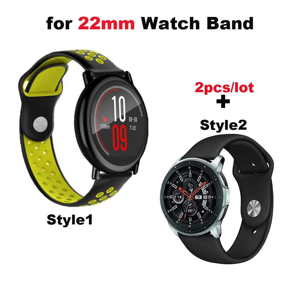 Ремешок для часов Xiaomi Huami Amazfit GTR 47 мм Pace Stratos 3 2 2s samsung gear S3 Galaxy Active 46 силиконовый