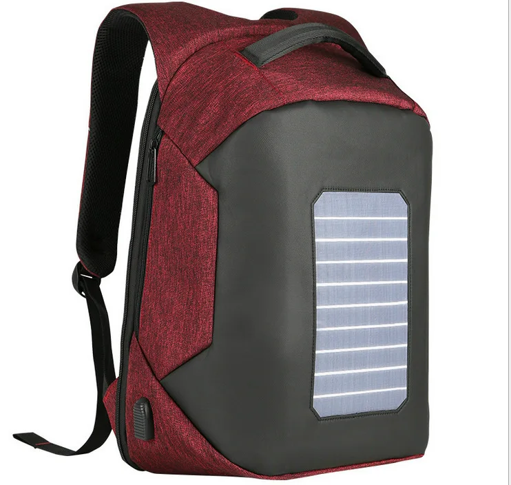 red Plecak, дизайнерский рюкзак на солнечной батарее, мужской рюкзак mochila, usb зарядка, Противоугонный рюкзак для путешествий, 15,6 дюймов, рюкзак для ноутбука, мужской водонепроницаемый рюкзак - Цвет: red