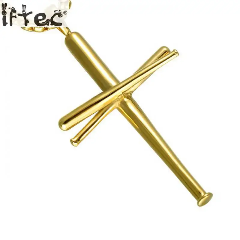 Хип хоп тенденция ногтей крест Подвески Цепочки и ожерелья Золото color316l