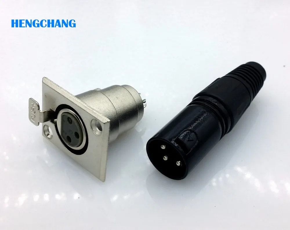 

Black 3Pins XLR Male connector Microphone connector MIC Adapter with socket 3pins XLR connector for microphone