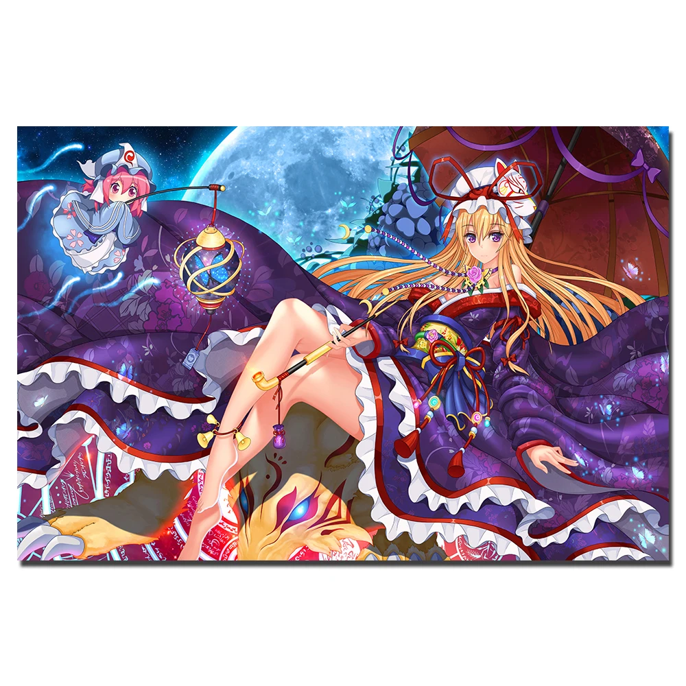 Saigyouji Yuyuko Touhou аниме девушка постер Картина на холсте украшение стену картина для