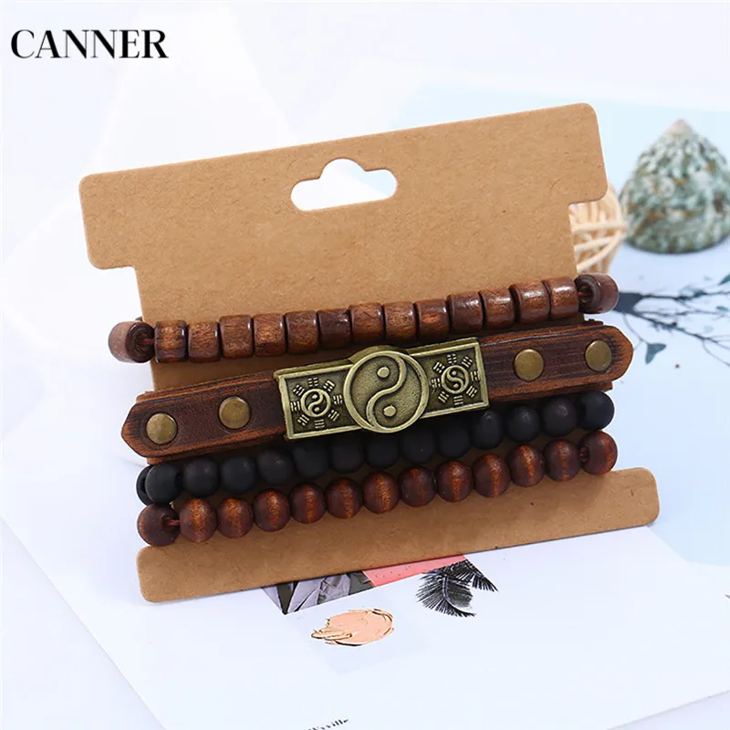 Canner 4 шт./компл. браслет ручной работы браслеты для мужчин винтажный Yin Yang женщин
