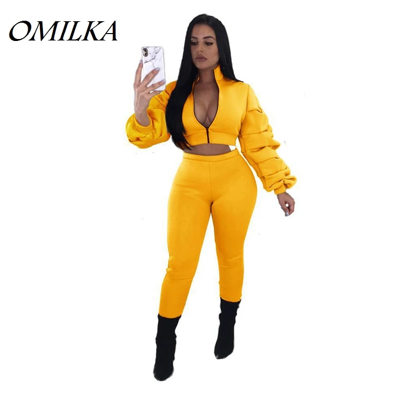 Женский спортивный костюм OMILKA черный желтый или бежевый комплект из двух