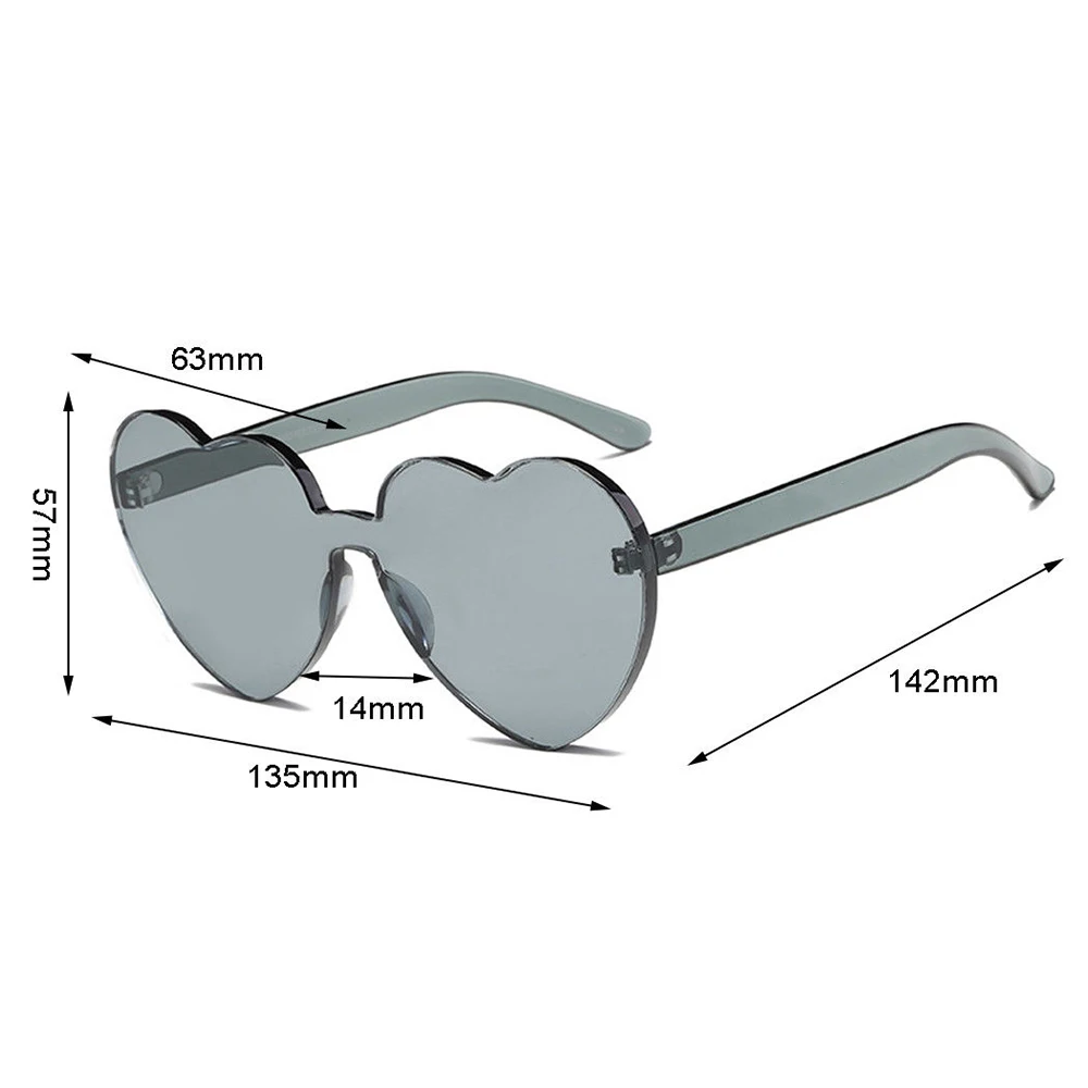 Женские солнцезащитные очки в форме сердца без оправы прозрачные линзы цветные