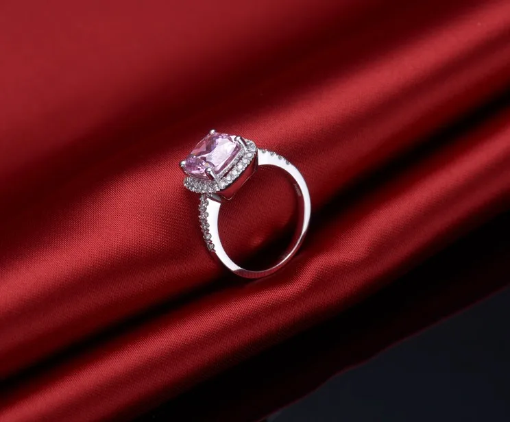 Однотонное 585 Золотое розовое обручальное кольцо 3CT с подушкой потрясающее