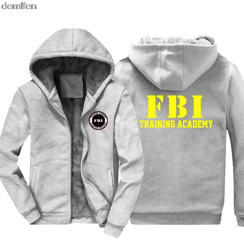 gray Новинка FBI Толстовка «Академия» Мужская мода хлопковое теплое пальто Зимняя толстовка подарок другу - Цвет: gray