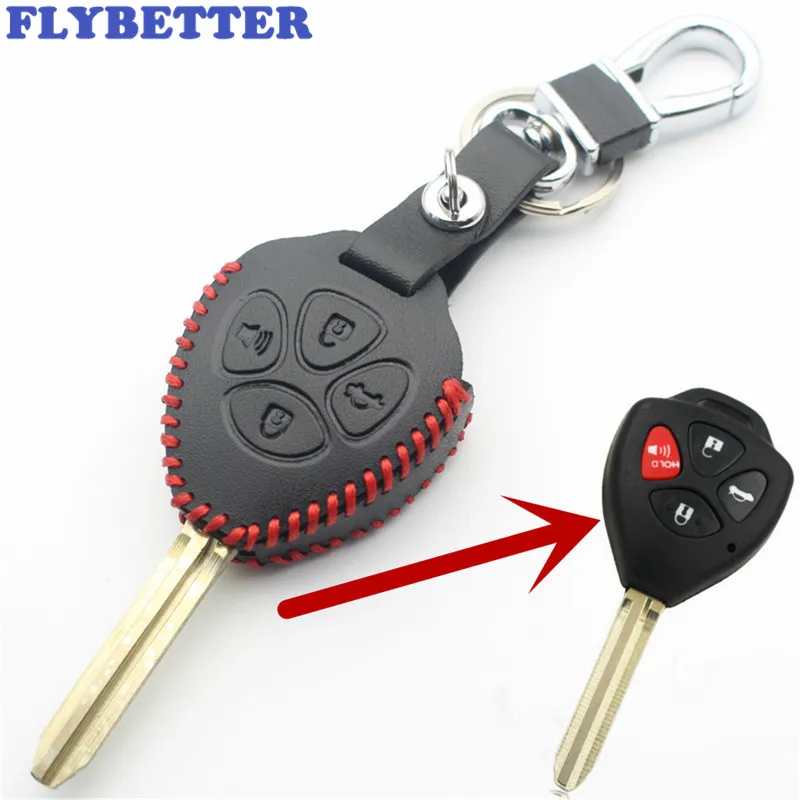 FLYBETTER натуральная кожа 4 чехол для ключей с кнопками Toyota