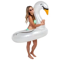 105cm giant inflatable swan swimming ring pvc transparent rings swim tube adults kids goose inflatable donut circle for swimming