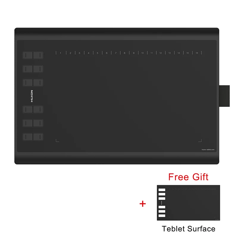 HUION, новинка 1060 плюс 8192 уровней, цифровые планшеты, планшеты для рисования, фирменный планшет, профессиональные графические планшеты с пленкой в подарок - Цвет: Black