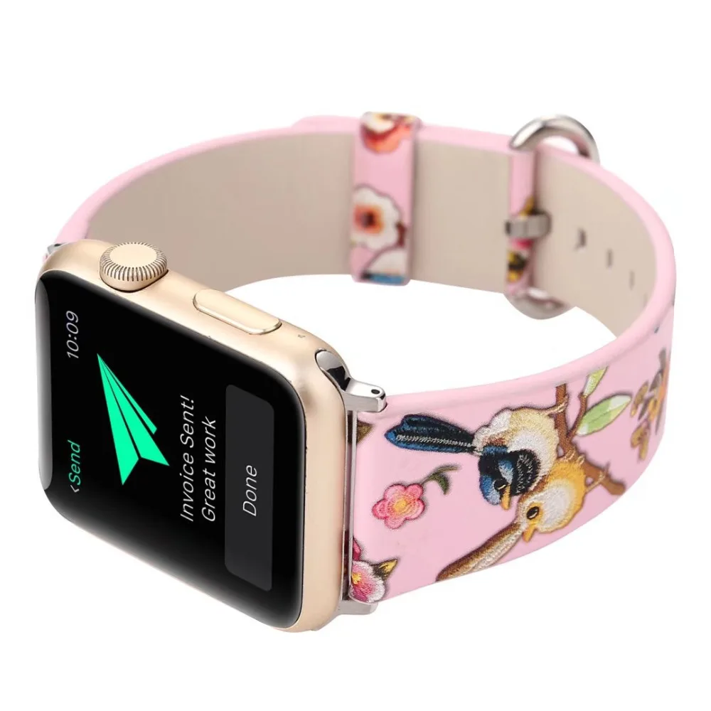 2018 группа цветы ремешок для apple watch 42 мм/38 мм из натуральной кожи запястье браслет