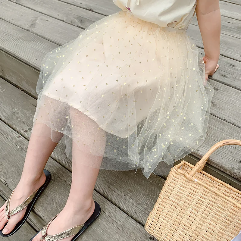 

Hot Sell Toddler Girls Skirts Fashion Summer Kids Bronzing Mesh Party Princess Tutu Skirt For 2-8Years Lovely Baby Tulle Skirt
