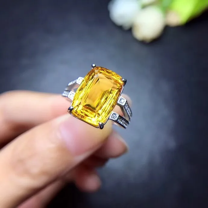 Uloveido кольцо из натурального цитрина 8 карат драгоценных камней изысканное