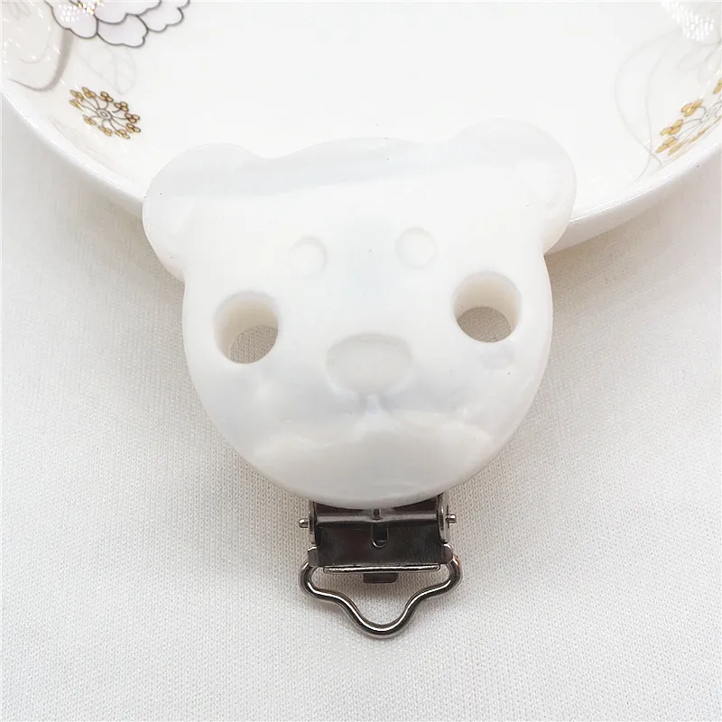 pearl white Chengkai 10 шт. силиконовый медведь зажимы для прорезывателей DIY Детские пустышки Прорезыватель Соска chupetero цепь ремесло медсестры ювелирные изделия игрушка зажим - Цвет: pearl white