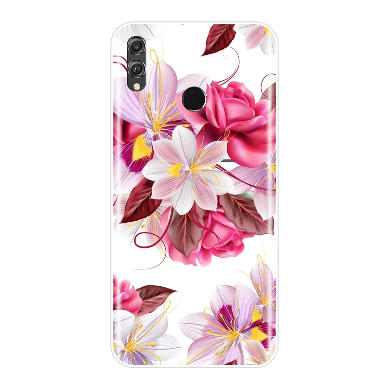 Мягкий силиконовый чехол с цветами для телефона Huawei Honor 8X MAX 10 9 8 задняя крышка 7 LITE