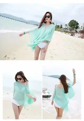 Женская сексуальная шифоновая накидка на бикини пляжный купальник шарф парео