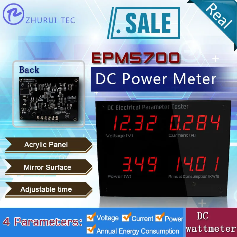 

ZHURUI EPM5700 digital panel DC watt meter/ 12V power / dc electric parameter tester