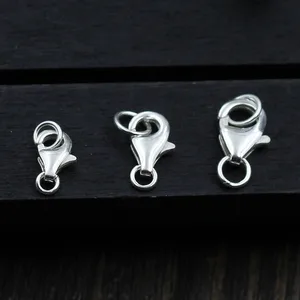 Застежки-карабины из стерлингового серебра 100% пробы, 8 мм, 9 мм, 10 мм, для изготовления ювелирных изделий сделай сам, подходят для ожерелий и браслетов