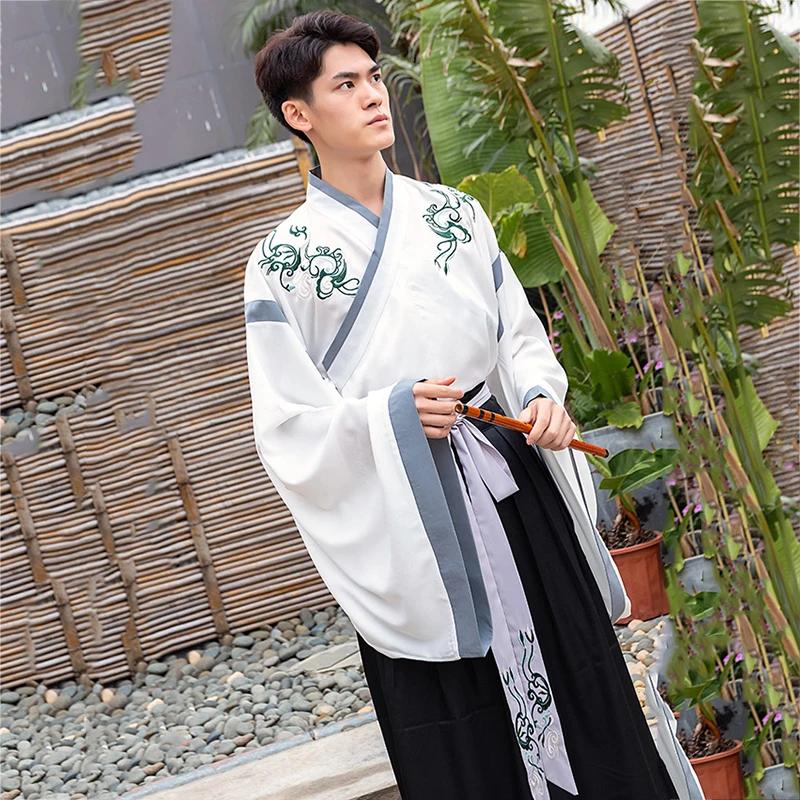 Китайский древний костюм Ханфу мужской традиционный мужской элемент одежды эпохи Тан для выступлений на сцене и танцевальных представлений DN3515.