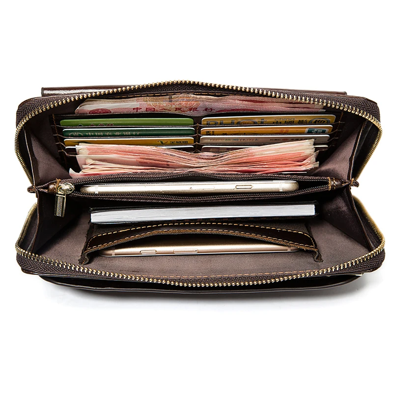 WESTAL Вместительный Кошелек Мужской Натуральная Кожа Клатч Бумажник Портмоне