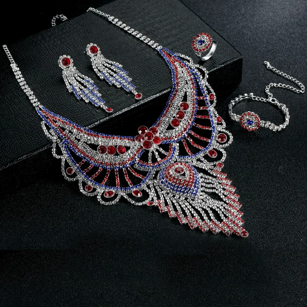 Роскошные Стразы Ювелирные комплекты с кристаллами для Для женщин нигерийской
