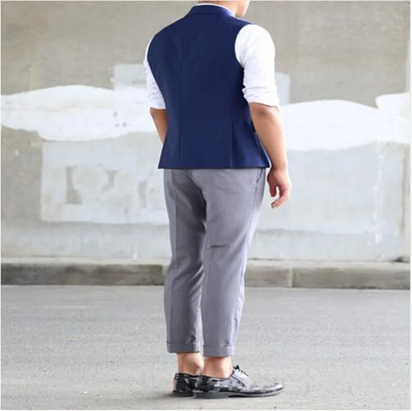 

Blue Double Breasted Business Vest Wedding Vests Formal Handmade Custom Made Men Waistcoat Vest