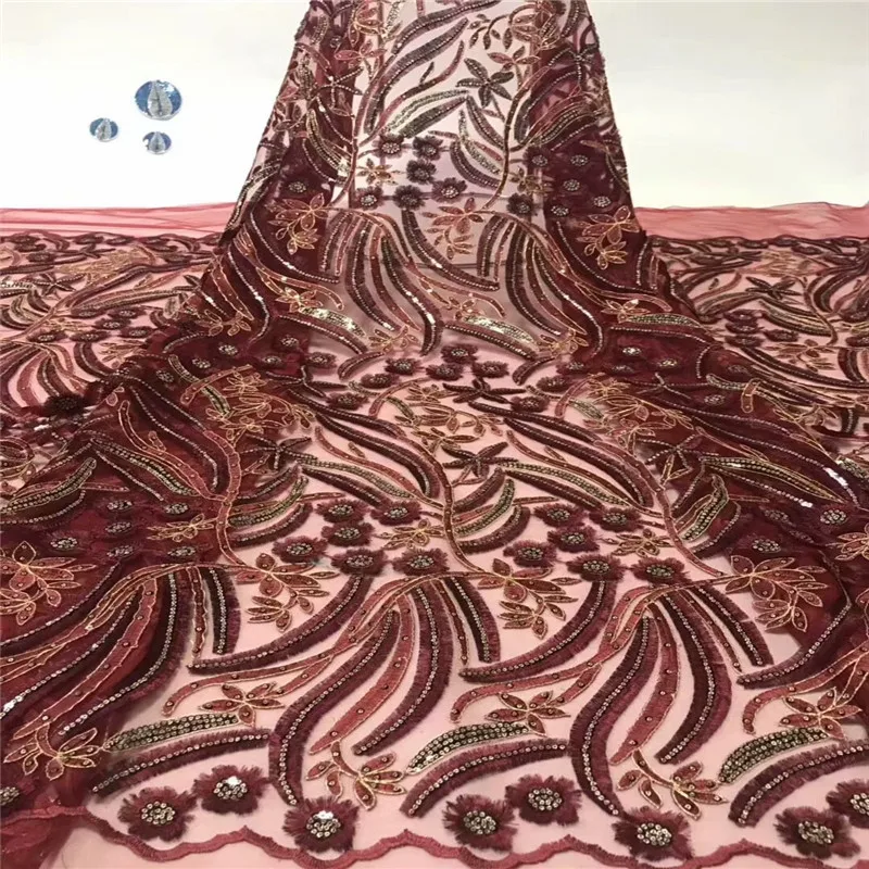 2019 Latest african sequence lace for wedding dresses Nigerian African tulle fabric with sequins 5 yards | Дом и сад