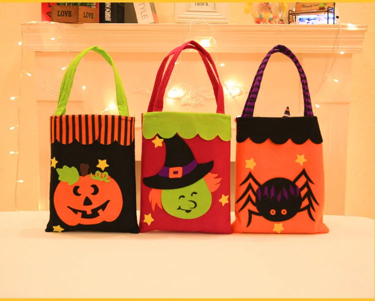 100pcs/lot China factory for promotion multi styles fashionable felt children kids halloween trick or treat bag a gift | Дом и сад