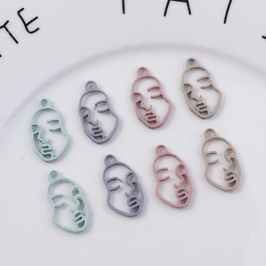 

10PCS Alloy and Rubber Lacquer Hollow Facebook Face Charms Connector Diy pendant Necklace Earrings Jewelry Findings Accessories