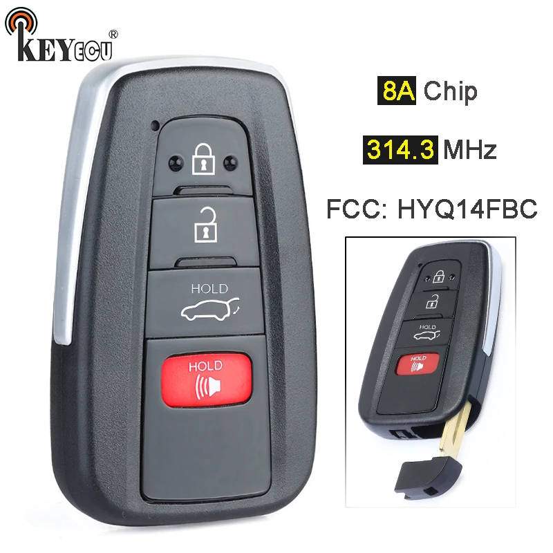 KEYECU 314 3 МГц 8А чип HYQ14FBC замена Смарт + 1 4 кнопки ближняя строка для Toyota RAV4 2019|Ключ от