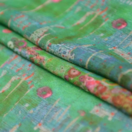 Mini floral on green bottom silk and linen blended fabric 140cm width SLN130 | Дом и сад