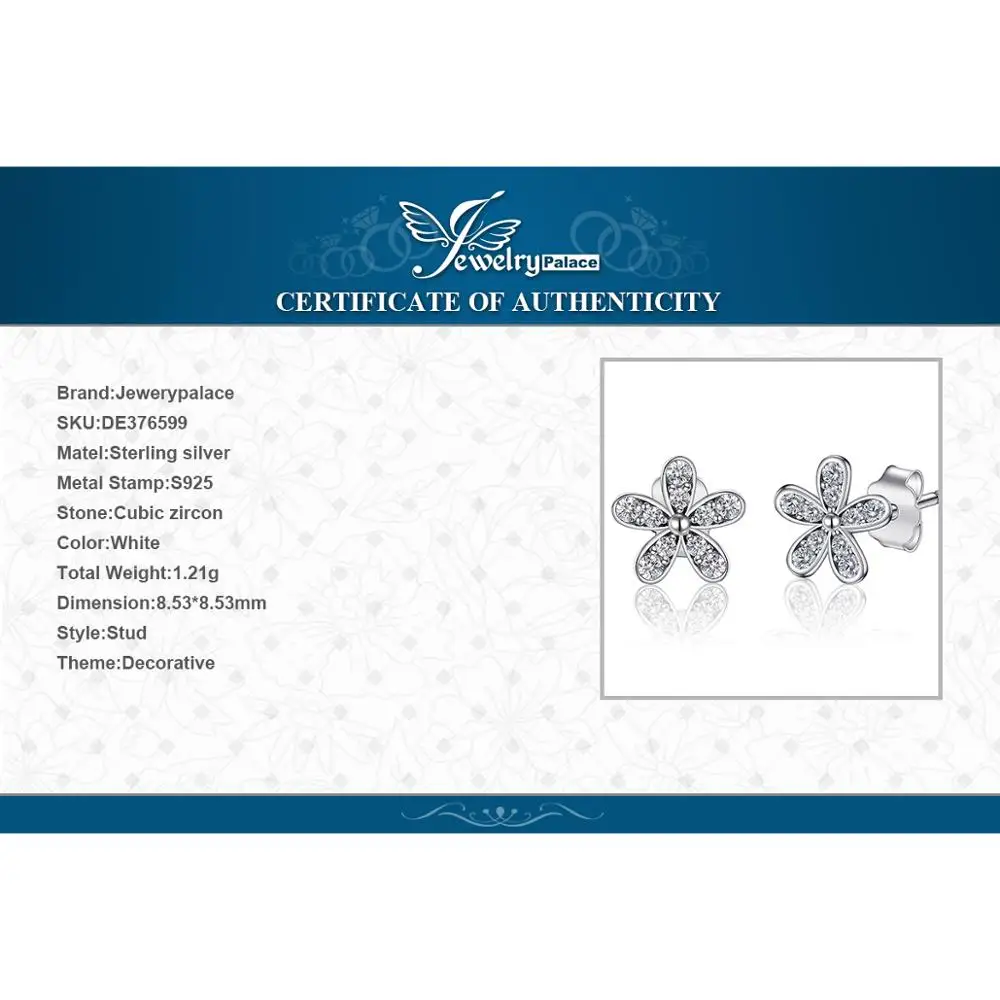 Женские серьги гвоздики из стерлингового серебра 925 пробы с кубическим цирконием