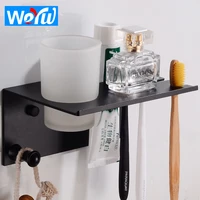 toothbrush holder set black space sluminum bathroom shelves with hooks wall mounted toothbrush holder cup bathroom accessories