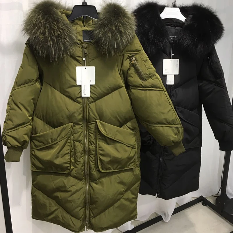 Большой натуральный мех енота меховой воротник 2018 модная зимняя куртка Для