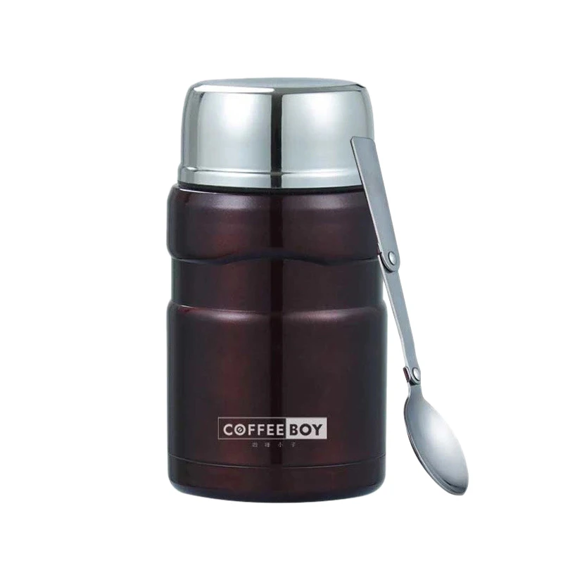 Coffee Кофе мальчик термо для еды контейнер термосы с ложкой из нержавеющей стали Термокружка - Цвет: Coffee