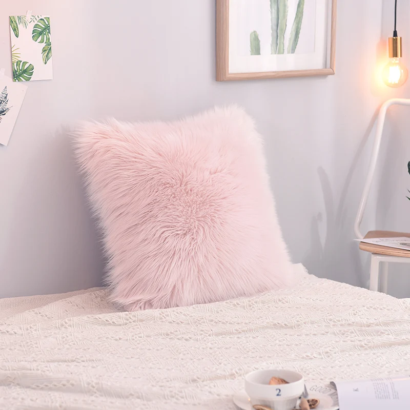 Slow Dream Pink White Cushion Cover Plush Soft Home Textiles Comfort Throw Pillow For Sofa 3 Sizes 1pcs | Дом и сад