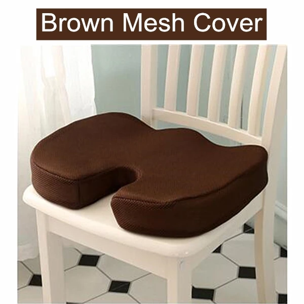 Memory Brown Mesh Подушка для стула из пенополиуретана с эффектом памяти, ортопедическая подушка для спины автомобиля, геморроидное сиденье, задняя кость, копчик, защитный коврик, офисный диван - Цвет: Memory Brown Mesh
